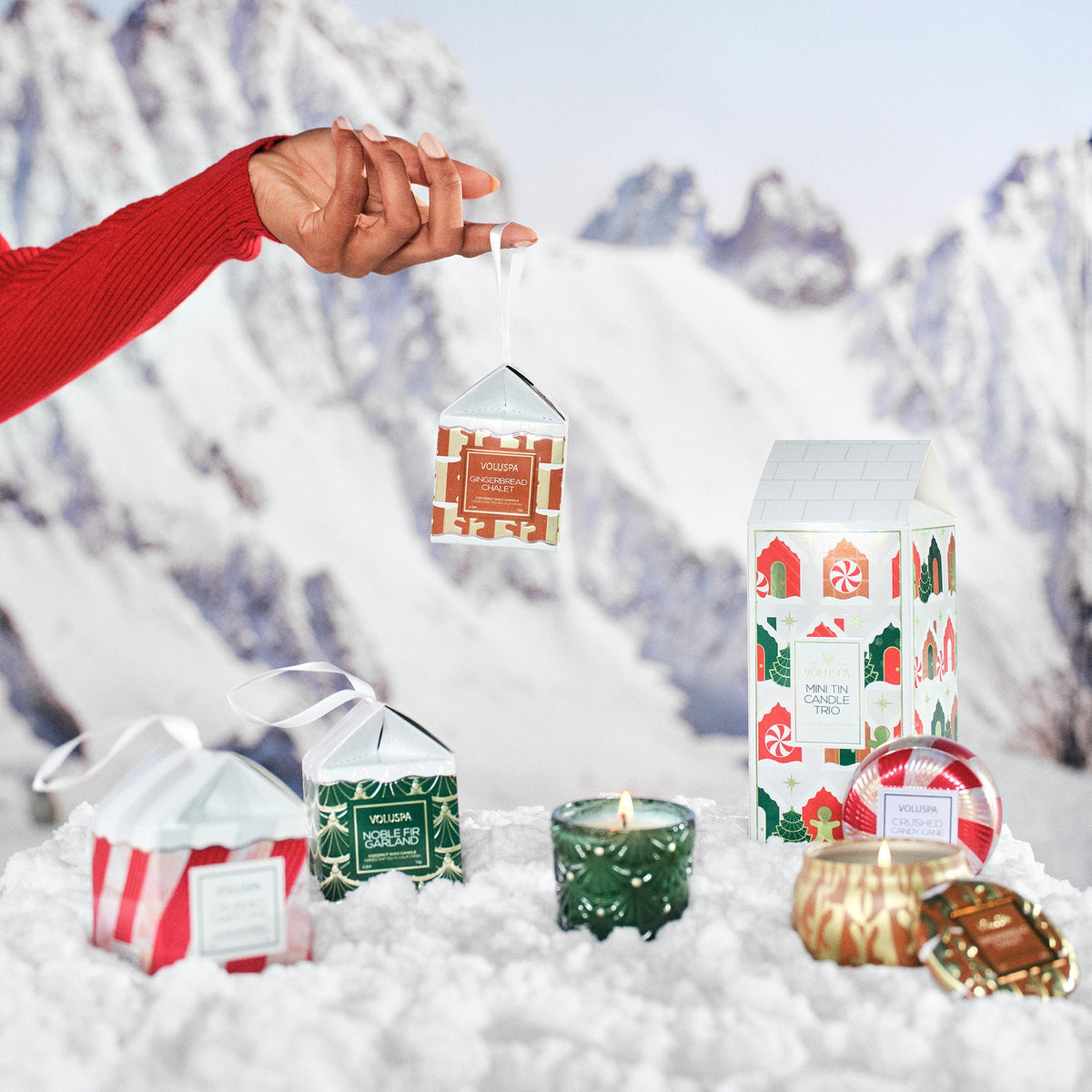 Crushed Candy Garland Ornament Pedestal Candle